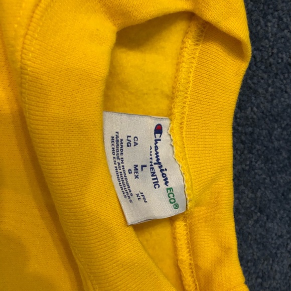 yellow sweatshirt with Michigan in blue - Picture 2 of 2